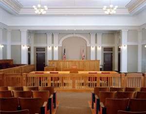 Courtroom towards Judge's Bench